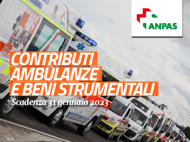 Contributi ambulanze e beni strumentali 2022: scadenza 31 gennaio 2023